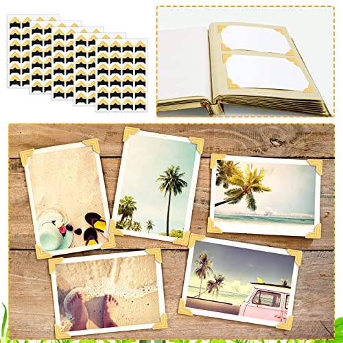 Pajean 720 Pieces Photo Corners Self Adhesive Photo Corners for Scrapbooking and Stamping Supplies DIY Scrapbook Stickers Album Diary Personal Journal Diary Organizer(Gold) - Image 4