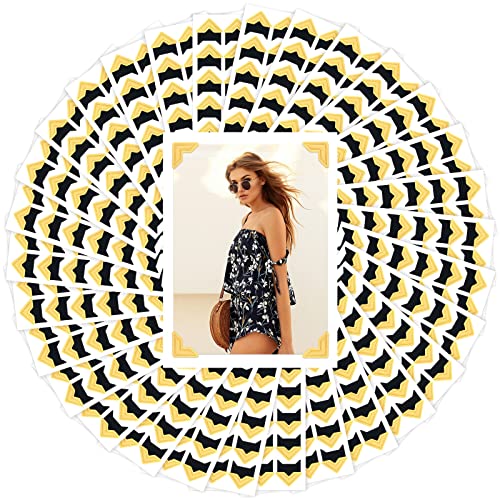 Pajean 720 Pieces Photo Corners Self Adhesive Photo Corners for Scrapbooking and Stamping Supplies DIY Scrapbook Stickers Album Diary Personal Journal Diary Organizer(Gold) - Image 1