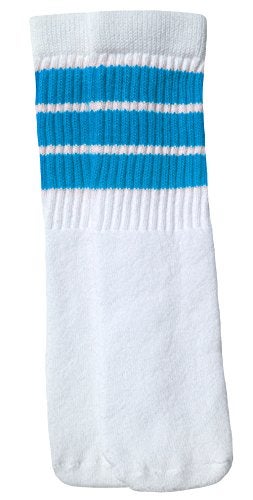 SKATERSOCKS 10" Kids White tube socks with Baby Blue stripes style 1 - Image 2