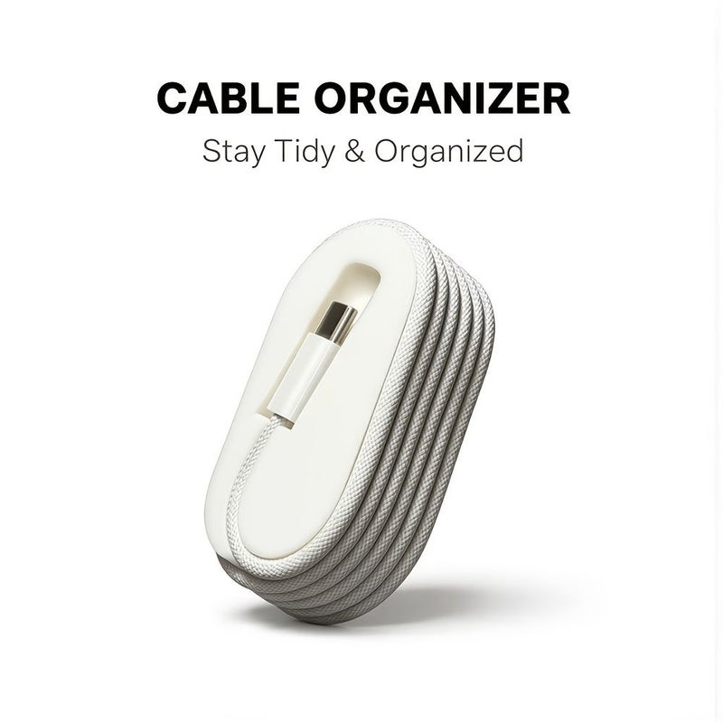 White 1 Pack Cable Organizer Portable Travel Desktop Cc Braided Data Cord Holder Tangle Free Storage - Image 3