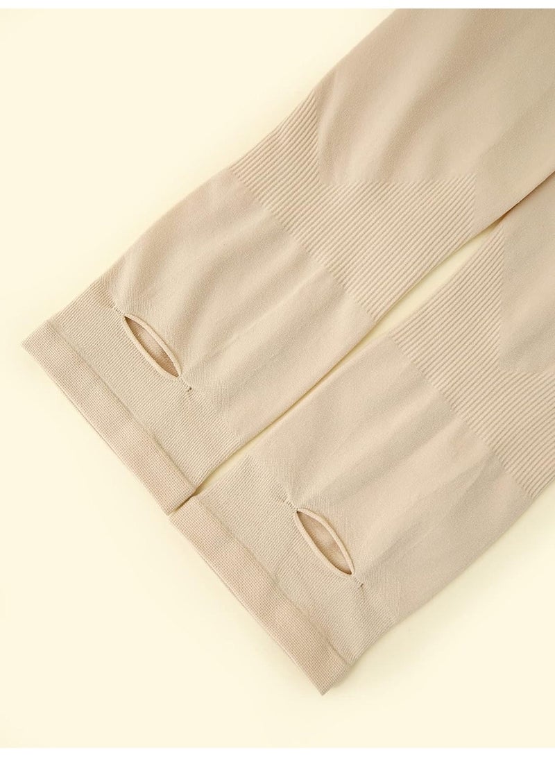 AGD 3 Pairs Women's Sheer Arm Sleeves Detachable Long Sleeve UV Sun Protection/Beige - Image 4