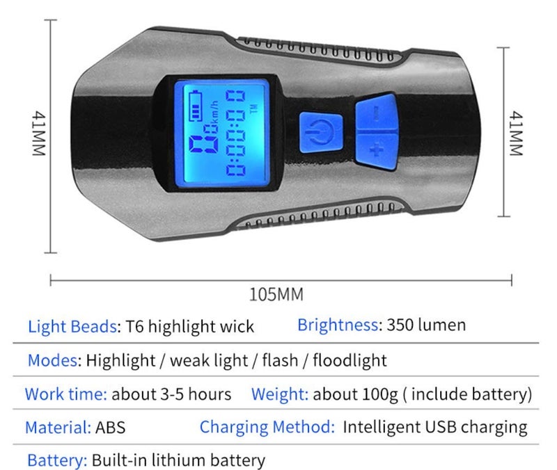 RESHNE Smart Cyclo Computer 3 in 1 USB Rechargeable Front Headlight LED Front Light - Image 3