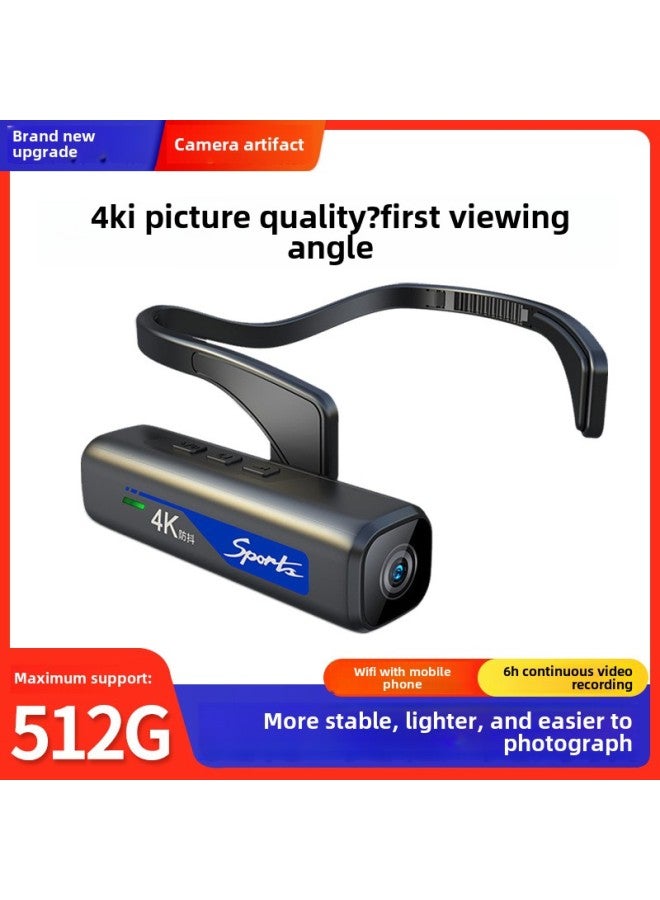Generic 4K Camera HD Head-mounted Professional Anti-shake Recorder Helmet Sports Camera First Perspective Riding-Body Color:4K Super Clear Edition Headset Camera ]  - Image 1