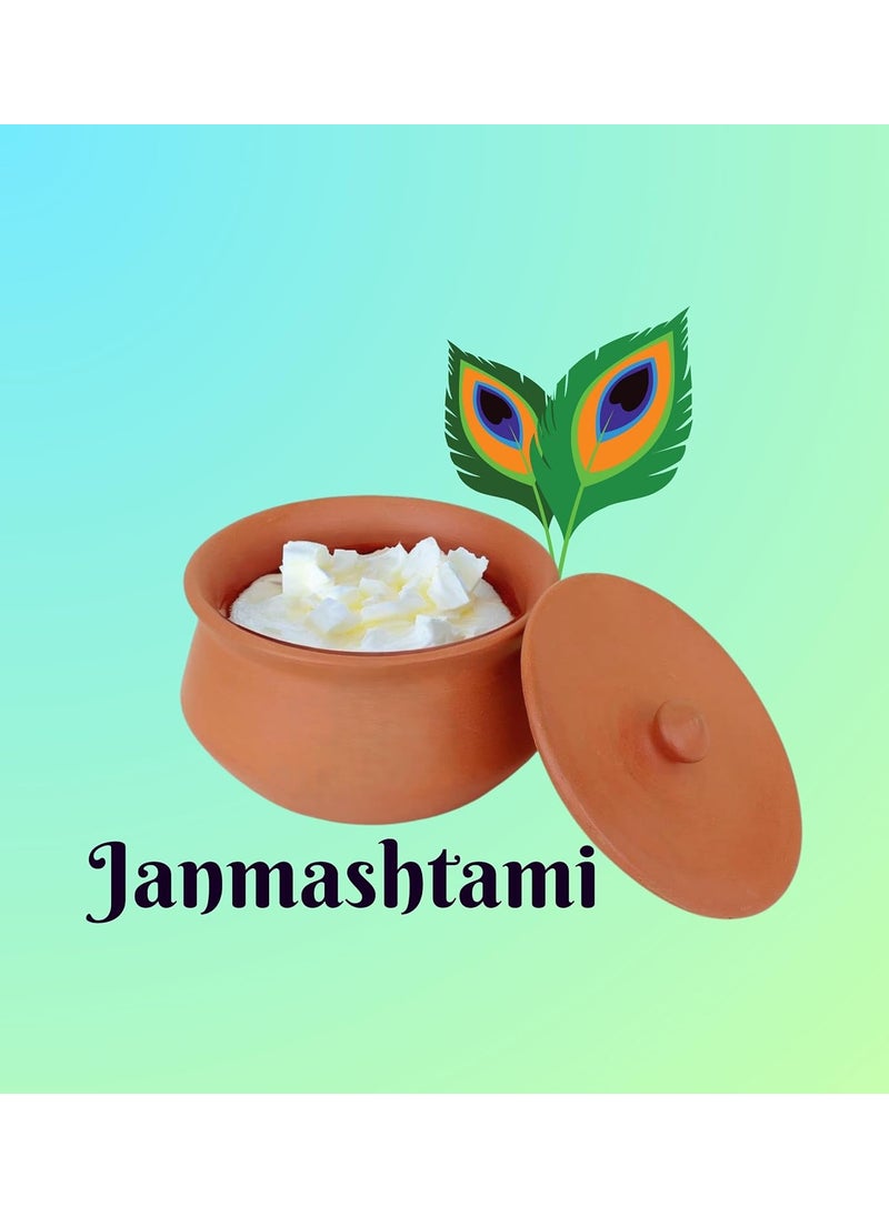 Terra Charms Terra Charms Clay Handi For Handi of Devotion Celebrating Krishnas Birth with Clay Artistry Clay Pot Serving Pot Hand Craft Handi for Making Makhan Mishri Bhog Parsadm 1L Capacity  - Image 5
