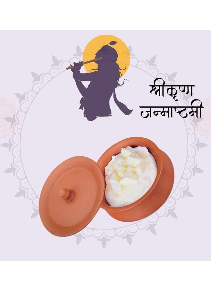 Terra Charms Terra Charms Clay Handi For Handi of Devotion Celebrating Krishnas Birth with Clay Artistry Clay Pot Serving Pot Hand Craft Handi for Making Makhan Mishri Bhog Parsadm 1L Capacity  - Image 4