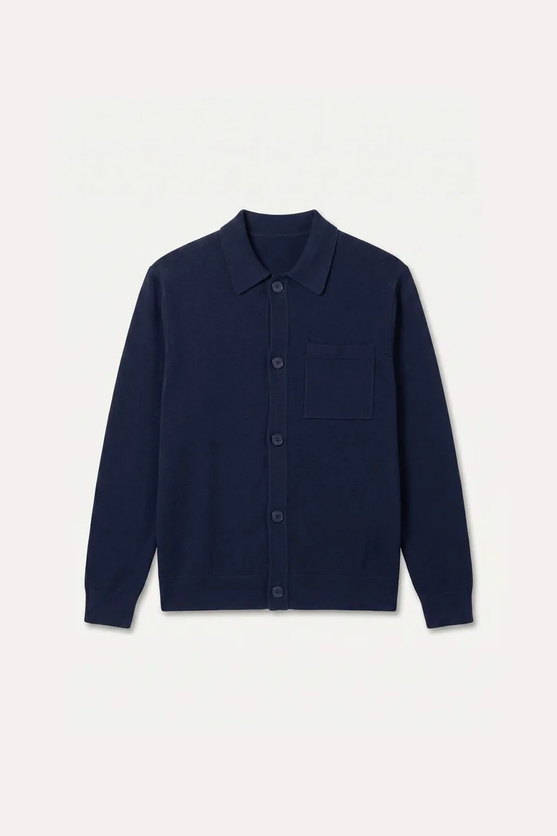 Standard Fit Polo Collar Cardigan