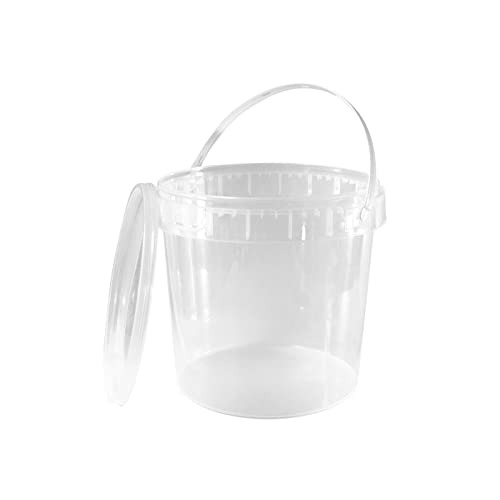 EcoQuality 1 Gallon (128 oz) Clear Plastic Bucket with Lid and Handle (1 Pack), Ice Cream Tub with Lids - Food Grade Freezer and Microwave Safe Food Storage Containers, Round Plastic Pail Container, BPA Free - Image 1