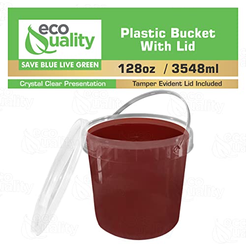 EcoQuality 1 Gallon (128 oz) Clear Plastic Bucket with Lid and Handle (1 Pack), Ice Cream Tub with Lids - Food Grade Freezer and Microwave Safe Food Storage Containers, Round Plastic Pail Container, BPA Free - Image 5