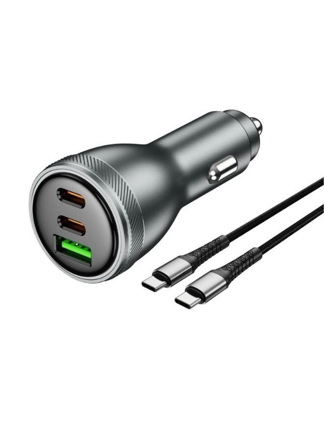 IQ TOUCH IQ TOUCH 95W Car Charger, 3-Port Fast Charging (2 USB-C + 1 USB-A), Aluminum Alloy Body, USB-C to USB-C Cable Included, Compact & Universal for Phones, Tablets & Laptops  - Image 1