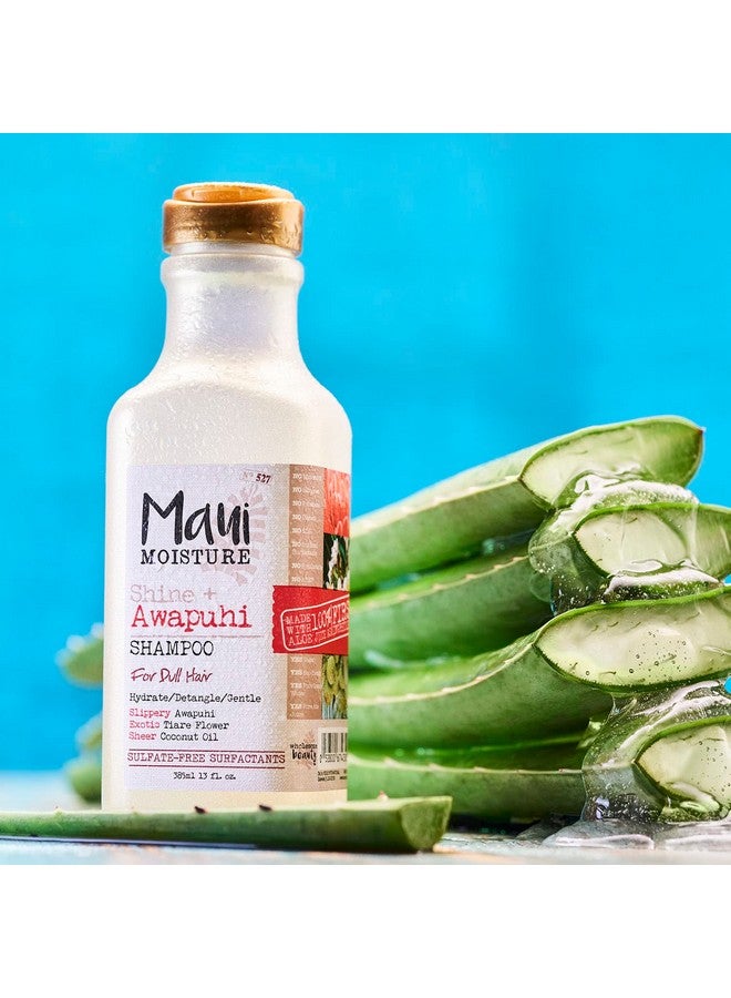 MAUI MOISTURE Shine + Awapuhi Moisturizing Vegan Shampoo With Coconut Oils For Shiny Hair Siliconefree & Sulfatefree Surfactant Aloe Shampoo To Detangle & Hydrate Dull Hair 13 Fl. Oz - Image 3
