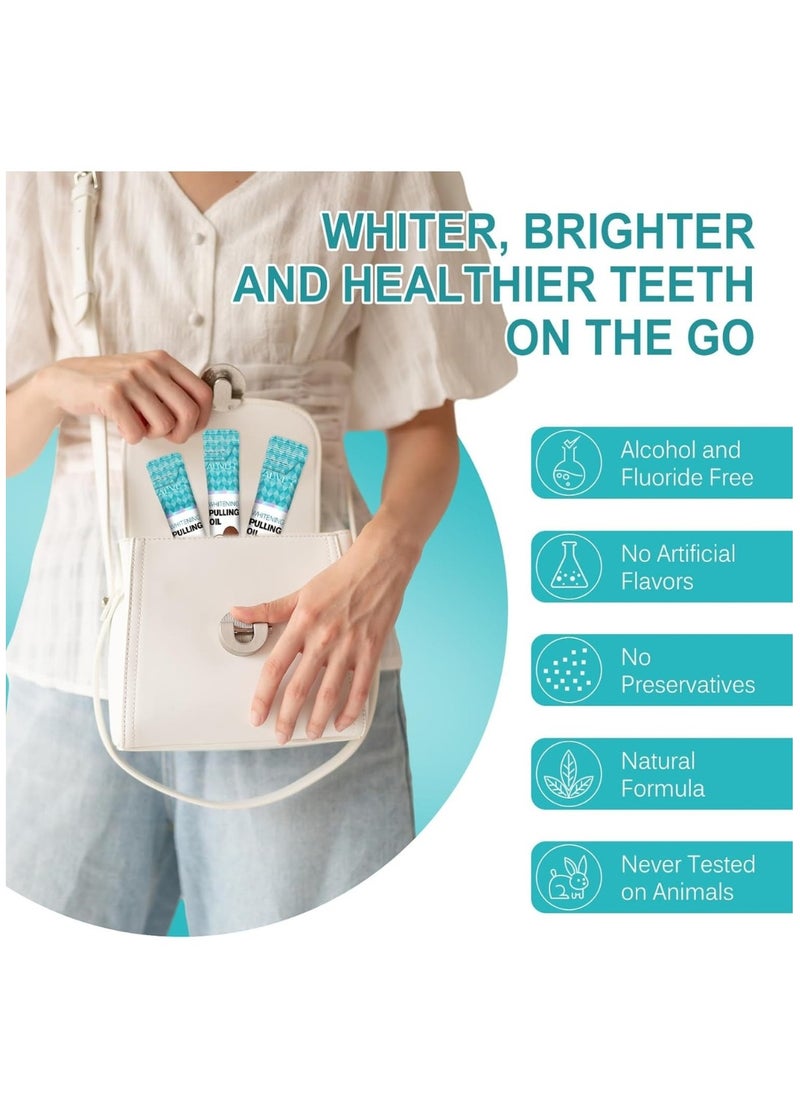ALIVER Natural Coconut Oil Pulling Mouthwash Sachets 20 Pieces 12ml Each Teeth Whitening & Reducing Bad Breath Coconut Pulling Oil for Oral Health Reduce Bad Mouth Odor Cavity & Gums Sensitivity Unisex  - Image 3