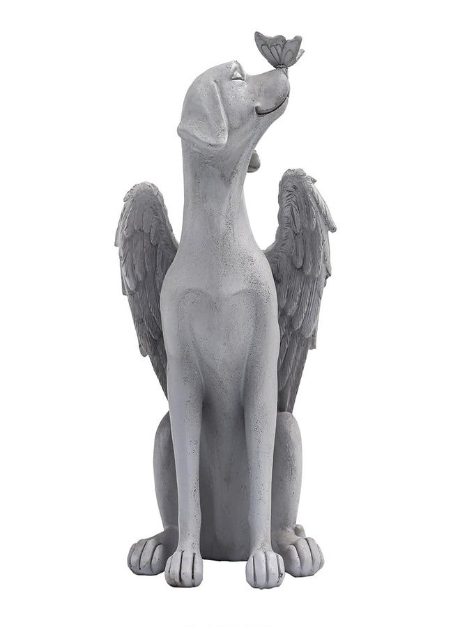 Holiberty Angel Figurine Memorial Pet Puppy Dog Butterfly Stone Statue with Wings Garden Grave Monument Marker Decor Polyresin Angel Figures Statue Tombstone Sculpture Ornament Loss of Dog Sympathy Gift - Image 1