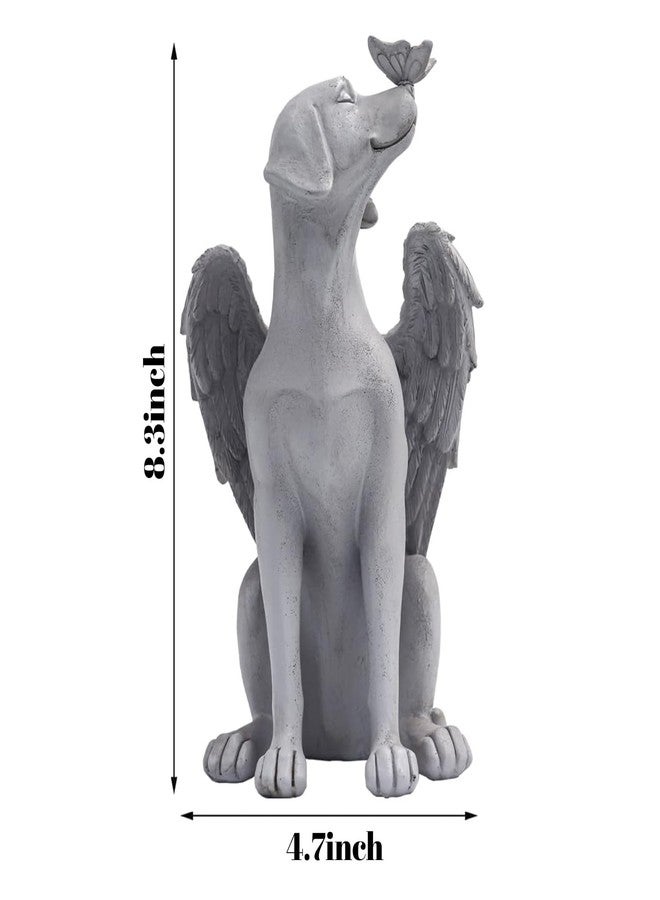 Holiberty Angel Figurine Memorial Pet Puppy Dog Butterfly Stone Statue with Wings Garden Grave Monument Marker Decor Polyresin Angel Figures Statue Tombstone Sculpture Ornament Loss of Dog Sympathy Gift - Image 5