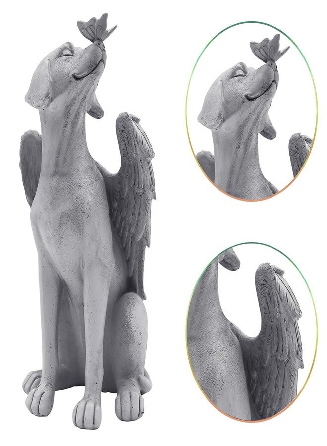 Holiberty Angel Figurine Memorial Pet Puppy Dog Butterfly Stone Statue with Wings Garden Grave Monument Marker Decor Polyresin Angel Figures Statue Tombstone Sculpture Ornament Loss of Dog Sympathy Gift - Image 4