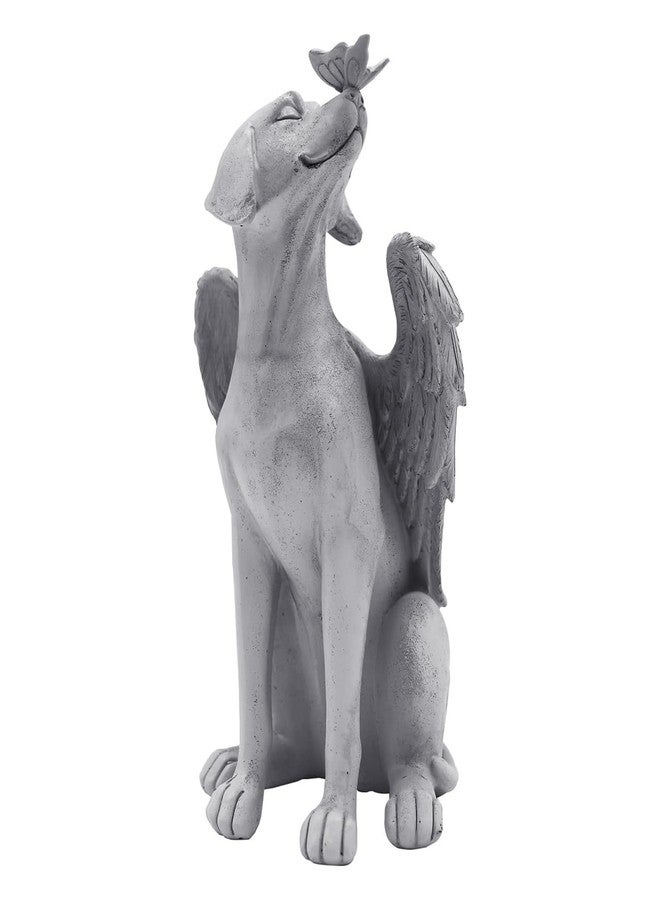 Holiberty Angel Figurine Memorial Pet Puppy Dog Butterfly Stone Statue with Wings Garden Grave Monument Marker Decor Polyresin Angel Figures Statue Tombstone Sculpture Ornament Loss of Dog Sympathy Gift - Image 2