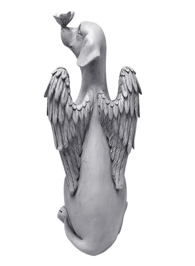 Holiberty Angel Figurine Memorial Pet Puppy Dog Butterfly Stone Statue with Wings Garden Grave Monument Marker Decor Polyresin Angel Figures Statue Tombstone Sculpture Ornament Loss of Dog Sympathy Gift - Image 3