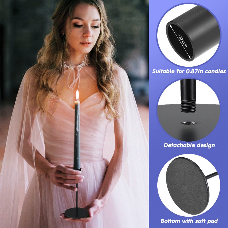 Sieral Sieral Candle Holders Set Candlesticks Holders Bulk Decorative Taper Candle Holders Modern Metal Candelabras for Wedding Dinning Anniversary Home Xmas Party Decor Table Centerpiece(Matte Black 36 Pcs)  - Image 3
