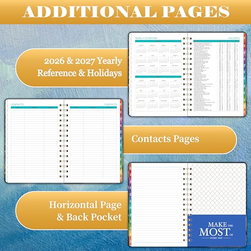 Pinchoco 2026 Planner - Planner 2026, Jan. 2026 - Dec. 2026, 8.4"x 6.3", 2026 Planner Weekly and Monthly, 2026 Calendar Planner with Elastic Closure + Colorful Tabs + Hardcover - Dreaming Sea - Image 5
