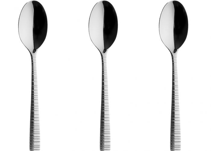 سولا طقم ملاعق قهوة 3 قطع، ستانلس ستيل مقاوم للصدأ، تصميم منقوش، جودة هولندية – فضي