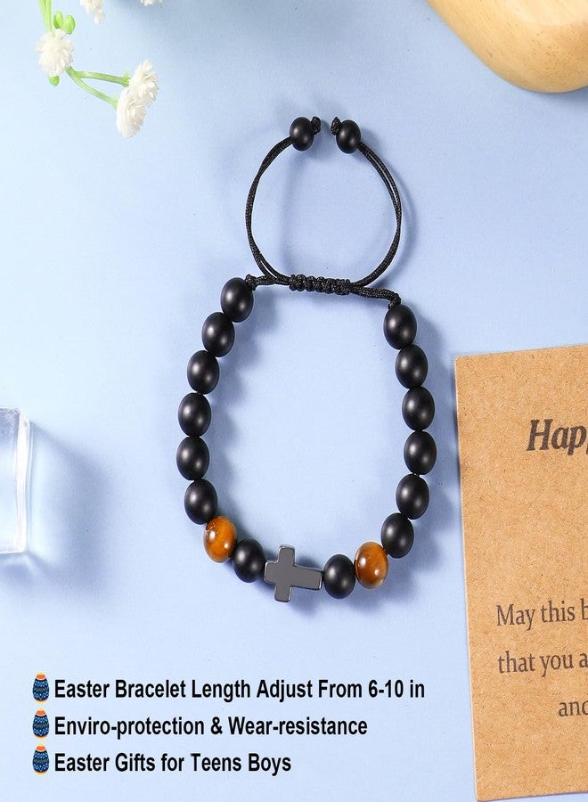 Lamyba Easter Basket Stuffers for Teen Boys, Christian Cross Bracelet, Easter Bracelets for Teens, Christian Gifts for Son Grandson, Religious Jewelry Presents for Men - Image 3