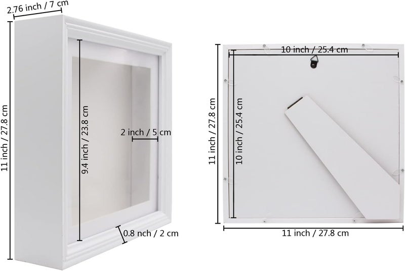 WANLIAN 10x10 Shadow Box Frame 3D Shadow Box Display Case with European Border Memory Box for Baby Handprint  Footprint DIY Hand Foot Print 3D Plaster Collages Collections Mementos2inch Depth White - Image 3