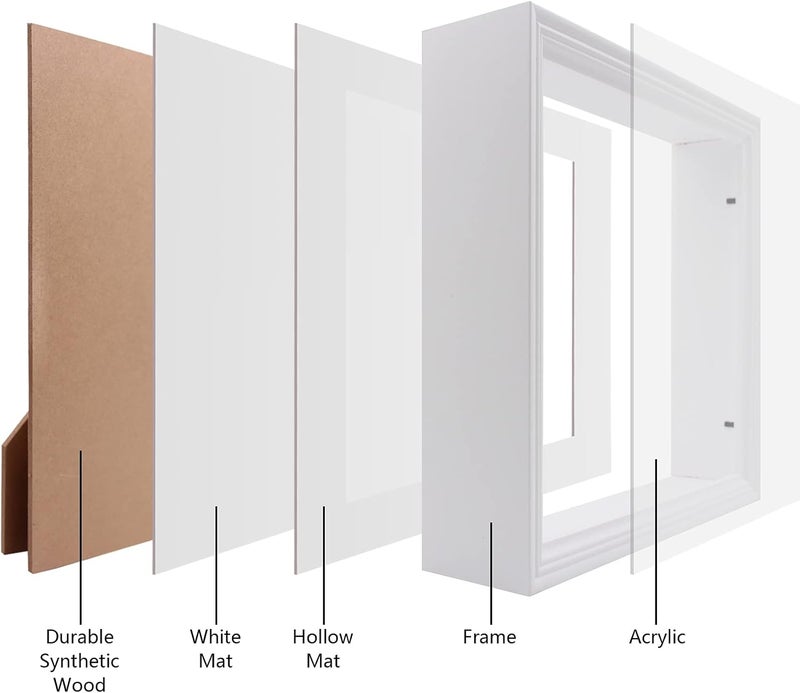 WANLIAN 10x10 Shadow Box Frame 3D Shadow Box Display Case with European Border Memory Box for Baby Handprint  Footprint DIY Hand Foot Print 3D Plaster Collages Collections Mementos2inch Depth White - Image 4