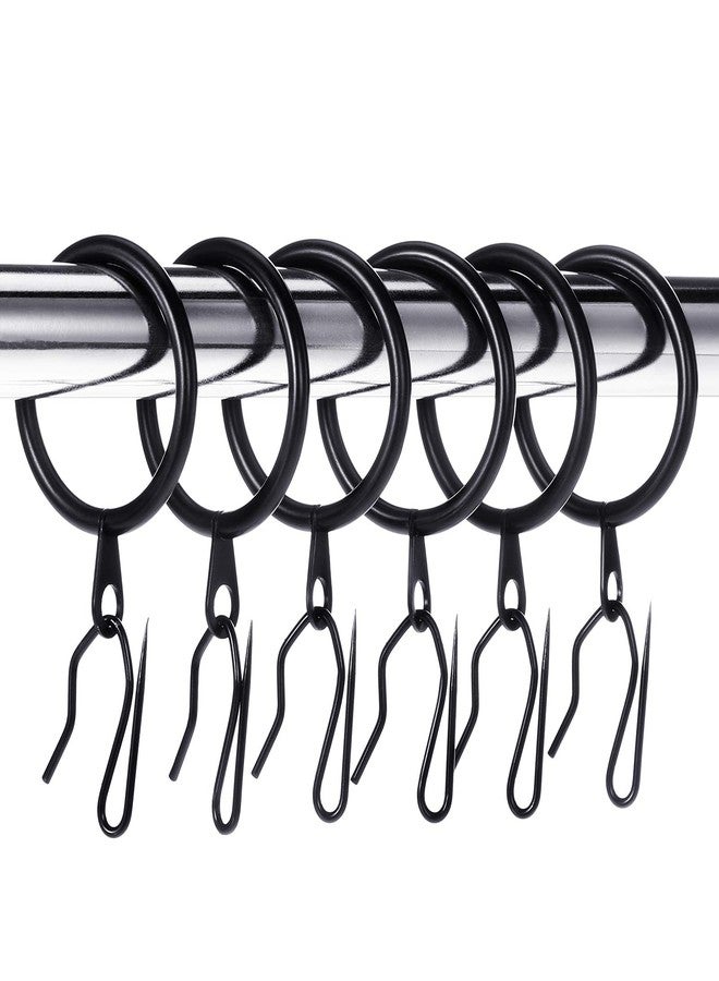 Hotop 30 Pcs Metal Drapery Curtain Rings 0.98/1.26/1.65 inch Interior Diameter and 30 Pcs Hanging Curtain Drapery Pin Hooks for Window Door Shower(42 mm,Black) - Image 1