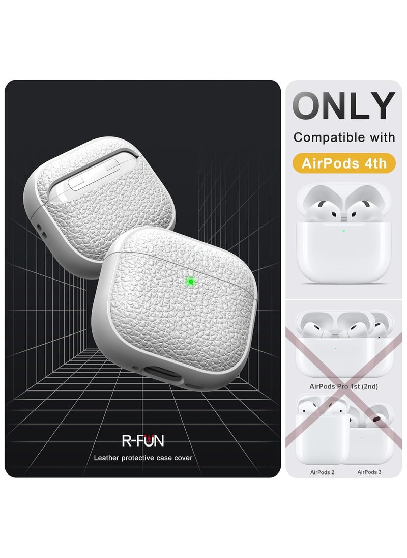 Generic - Case Compatible with AirPods 4 Leather Touch Design Protective Case with Hand Strap, Drop-Resistant, Shockproof (White) - Image 1