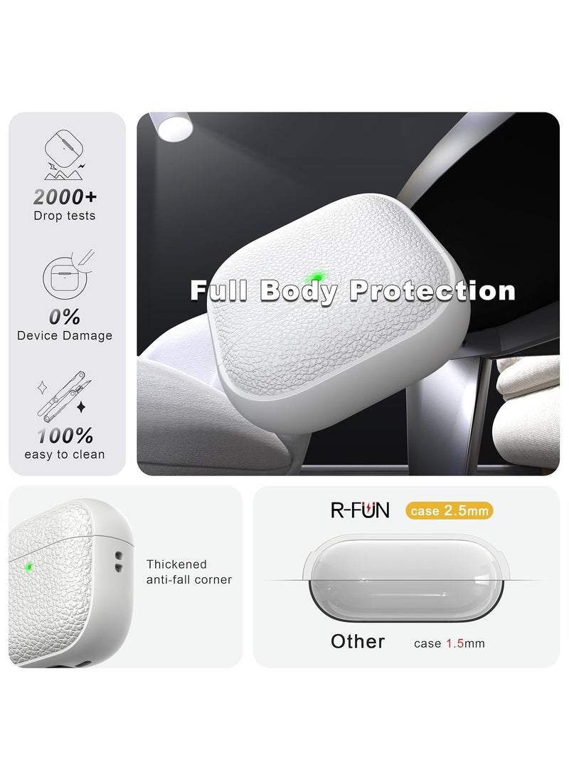 Generic - Case Compatible with AirPods 4 Leather Touch Design Protective Case with Hand Strap, Drop-Resistant, Shockproof (White) - Image 1