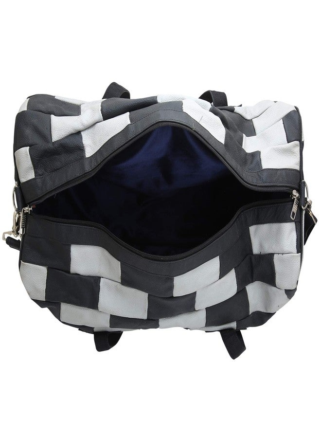 BDS CREATIONS SHAYMA 2 Grey and Black Pure 100% Genuine Leather Panama Super Travelling Luggage Bag/Handbag/Shoulder Bag/Duffel Bag - Image 5