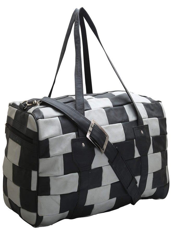 BDS CREATIONS SHAYMA 2 Grey and Black Pure 100% Genuine Leather Panama Super Travelling Luggage Bag/Handbag/Shoulder Bag/Duffel Bag - Image 3
