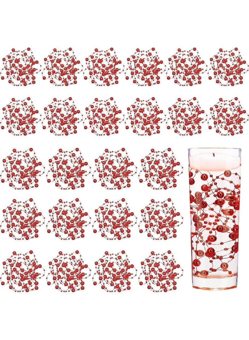 ChicAbode 24 Pcs Artificial Pearl String for Floating Candle Faux Pearls Beads String Pearl Party Garland Decoration for Vases Filler Wedding Centerpiece Christmas Party Decor (Red) - Image 1