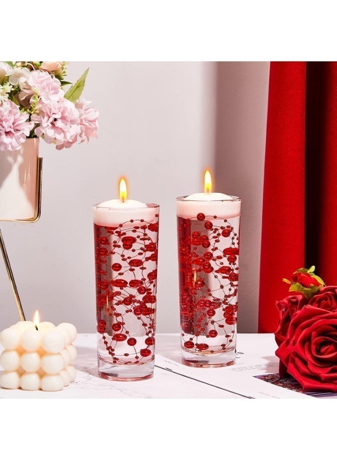 ChicAbode 24 Pcs Artificial Pearl String for Floating Candle Faux Pearls Beads String Pearl Party Garland Decoration for Vases Filler Wedding Centerpiece Christmas Party Decor (Red) - Image 5