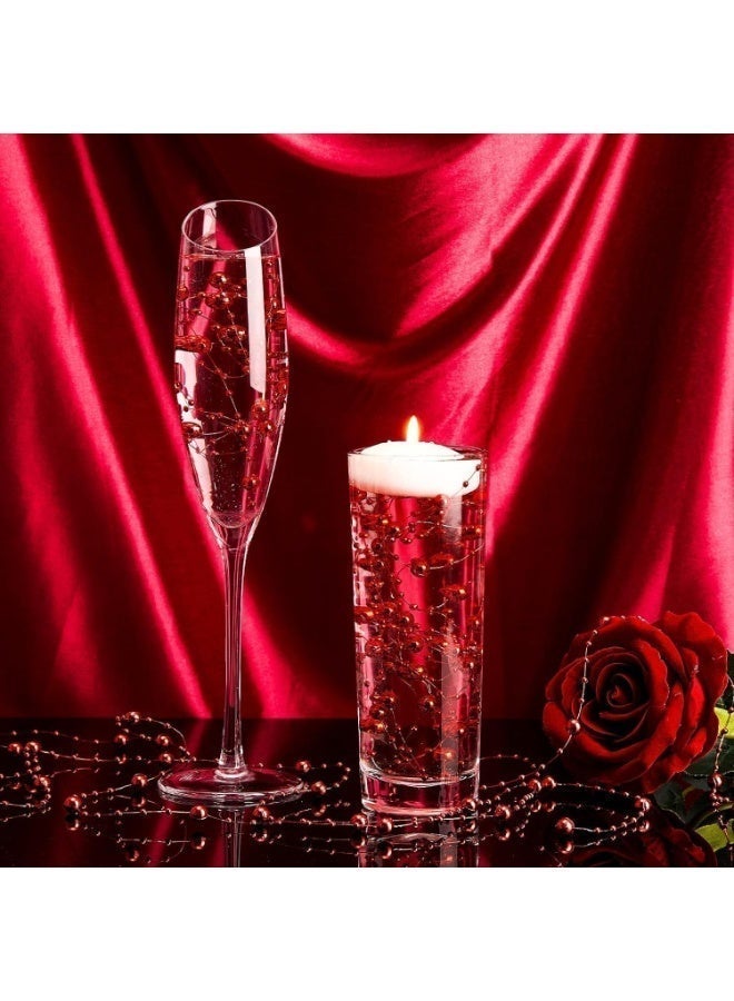 ChicAbode 24 Pcs Artificial Pearl String for Floating Candle Faux Pearls Beads String Pearl Party Garland Decoration for Vases Filler Wedding Centerpiece Christmas Party Decor (Red) - Image 4