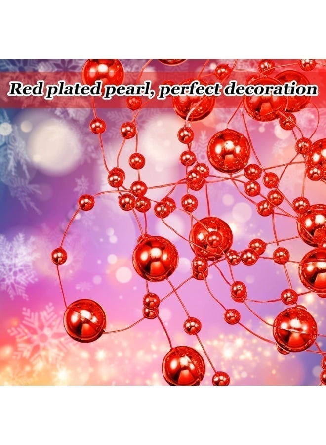 ChicAbode 24 Pcs Artificial Pearl String for Floating Candle Faux Pearls Beads String Pearl Party Garland Decoration for Vases Filler Wedding Centerpiece Christmas Party Decor (Red) - Image 3