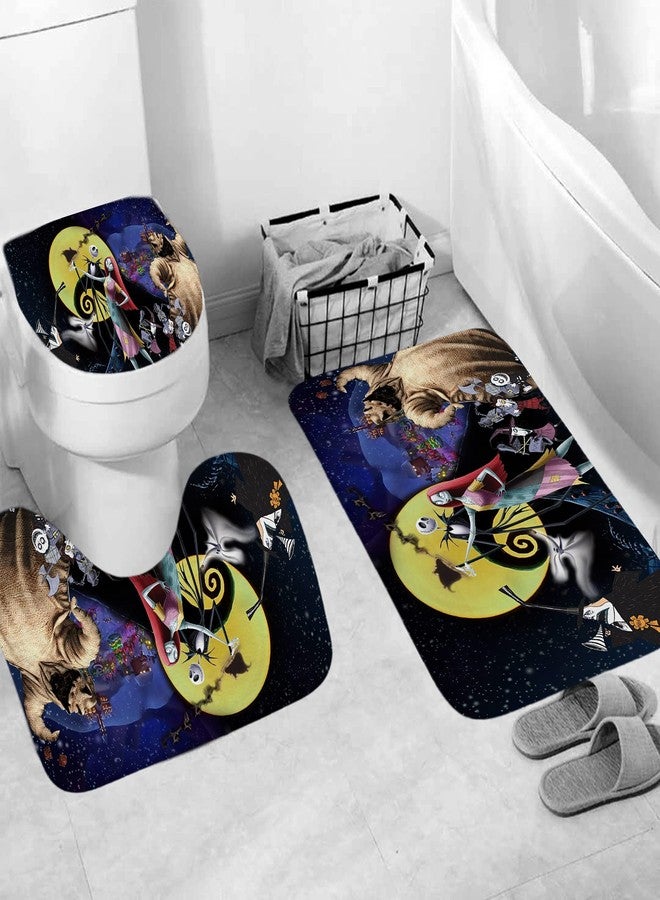 DDS-DUDES 4Pcs Christmas Shower Curtain Sets Kids Bathroom Halloween Decor with 12 Curtain Hooks for Bathroom, Waterproof 71 x 71 inch (D9) - Image 3