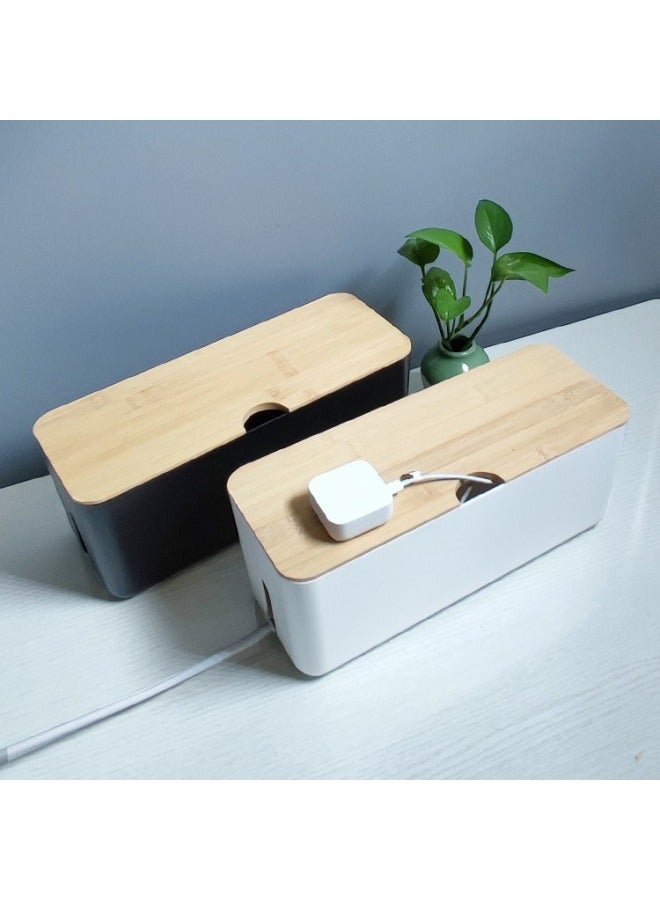 Power Cord Patch Panel Charger Socket Storage Box Hub Plug Desktop Cable Storage Data Line Ink Micro-Color:Nanzhu Cover Medium White Desktop Model