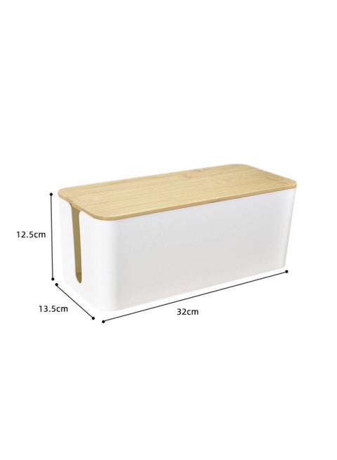 Power Cord Patch Panel Charger Socket Storage Box Hub Plug Desktop Cable Storage Data Line Ink Micro-Color:Nanzhu Cover Medium White Desktop Model