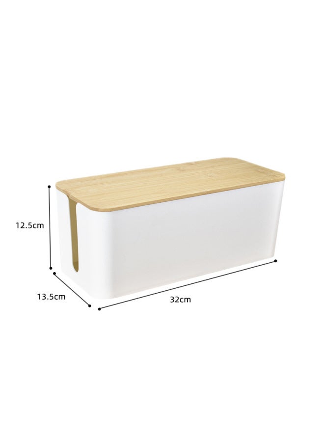 Power Cord Patch Panel Charger Socket Storage Box Hub Plug Desktop Cable Storage Data Line Ink Micro-Color:Nanzhu Cover Medium White Desktop Model
