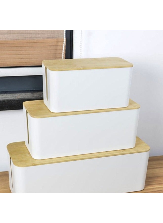 Power Cord Patch Panel Charger Socket Storage Box Hub Plug Desktop Cable Storage Data Line Ink Micro-Color:Nanzhu Cover Medium White Desktop Model