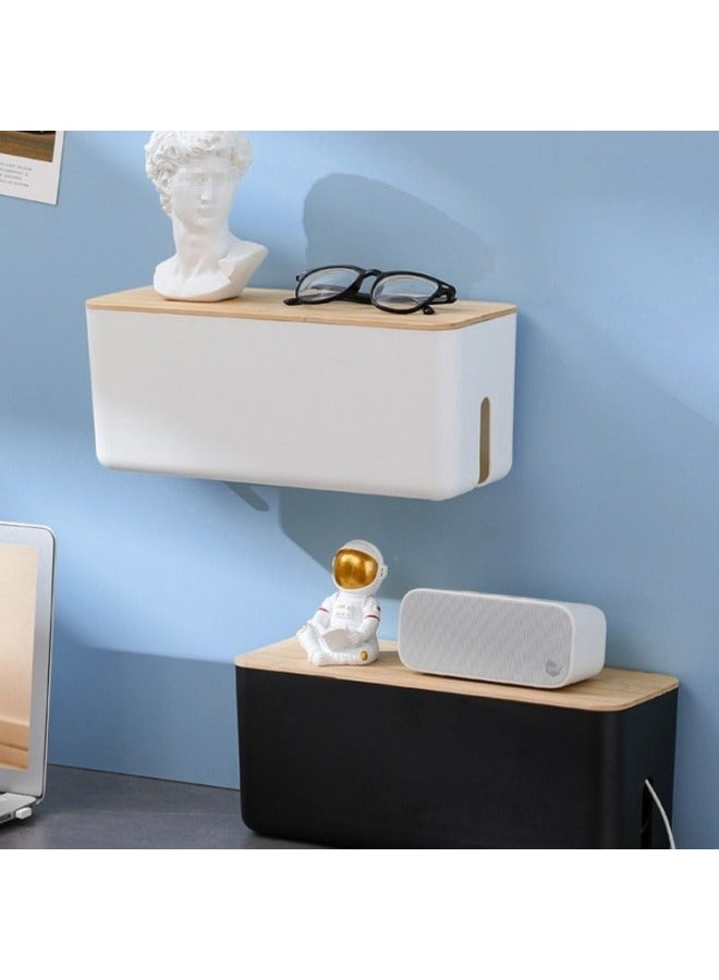 Power Cord Patch Panel Charger Socket Storage Box Hub Plug Desktop Cable Storage Data Line Ink Micro-Color:Nanzhu Cover Medium White Desktop Model