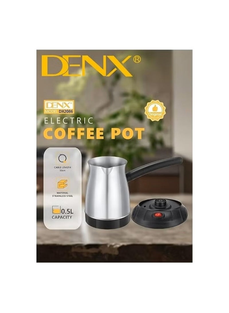 Dinex **DENX DX2086 Electric Turkish Coffee Maker, 650W, 0.5L Capacity, Up to 5 Cups, Stainless Steel Body, 360° Rotating Base** - Image 4