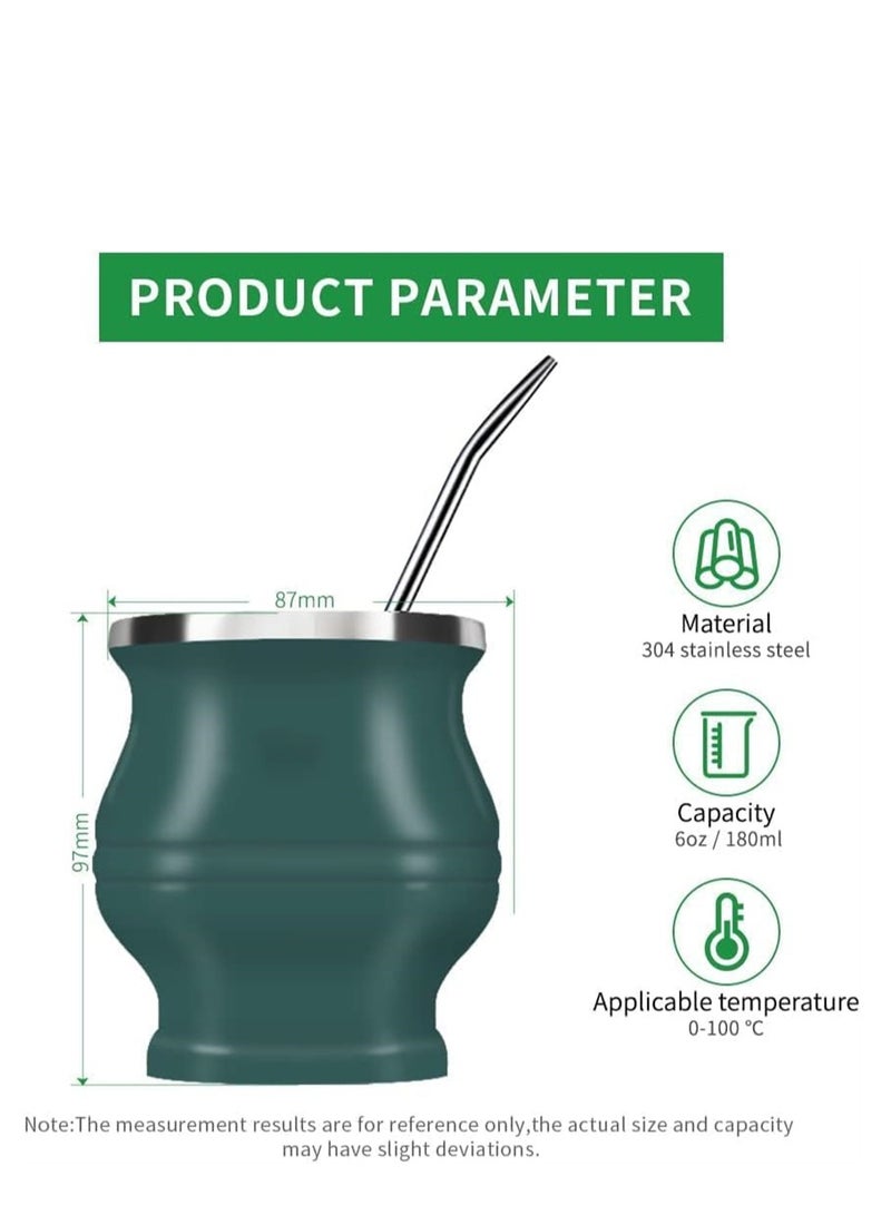 Green Yerba Mate Cup Set 180ml Modern Design Includes Mate Bombilla Straws Shaper and Cleaning Brush Suitable for Tea Lovers - Image 5