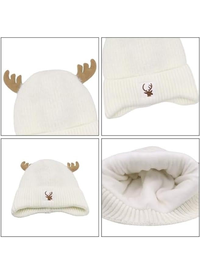 Cute Reindeer Moose Hat Winter Warm Knitted Beanie Cap  Antler Beanie Ski Skull Cap for Women Men - Image 5