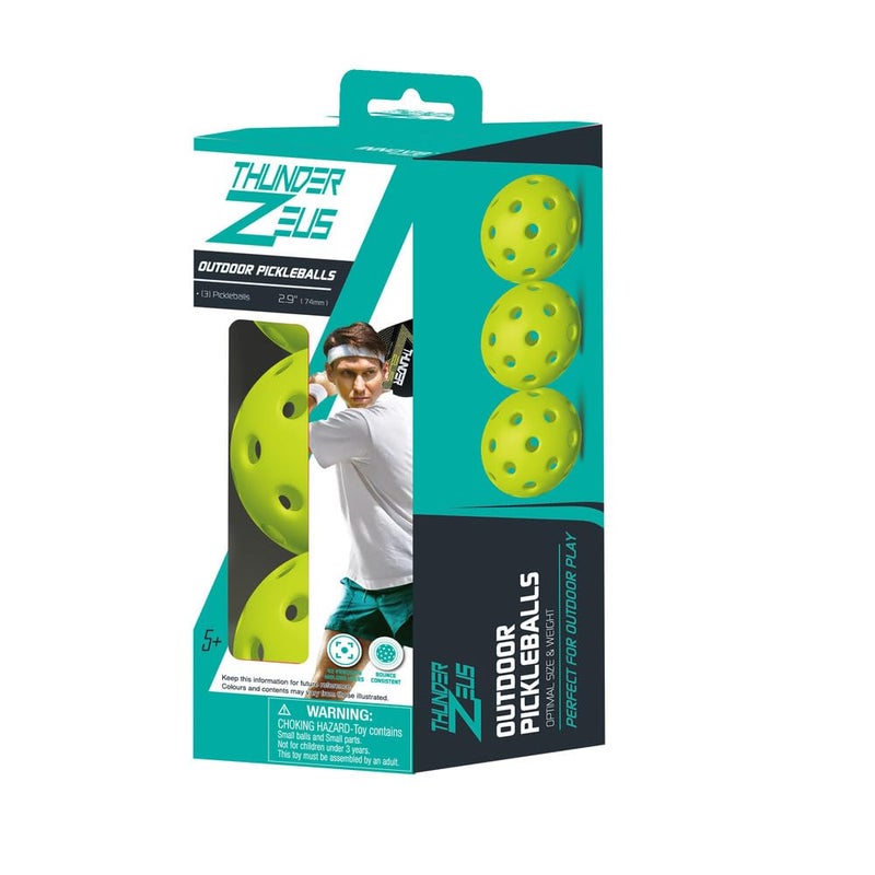 Playwell Innov8 Outdoor Pickleball Balls, 40 Holes, Pack of 3, Green - Image 1