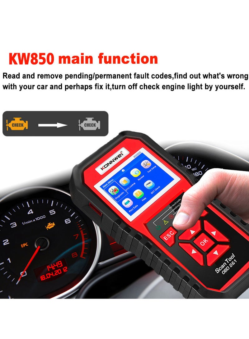 Konnwei أداة قراءة رموز الأعطال في محرك السيارة KONNWEI 850 Universal OBD2 Scanner Code Reader - Image 4