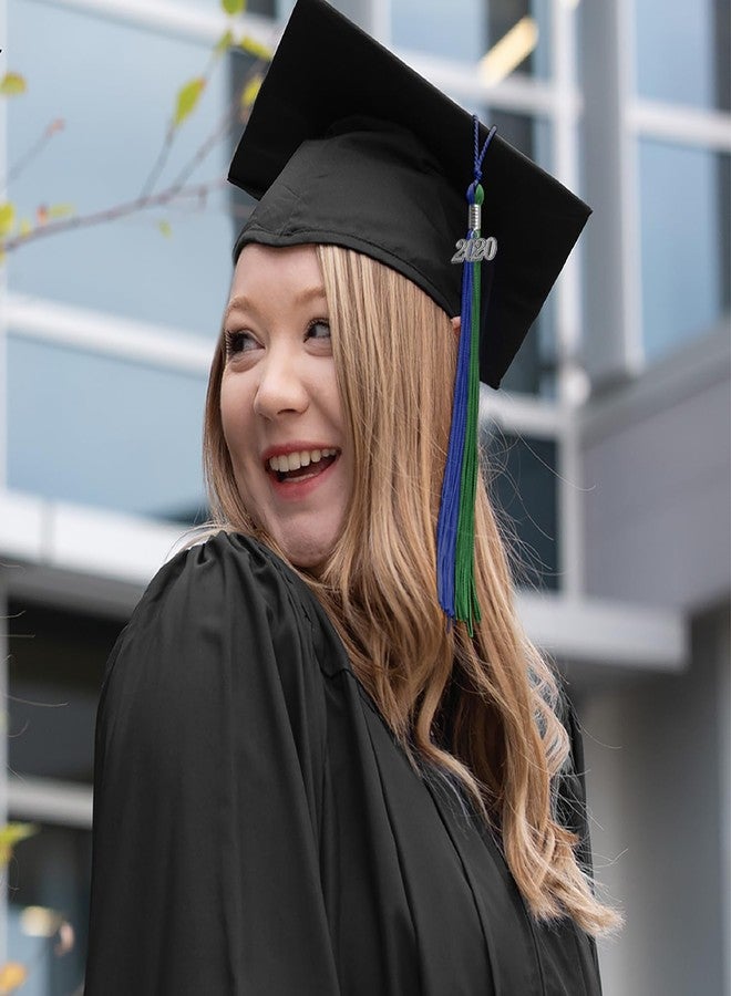 Endea Graduation Double Color Tassel with Silver Date Drop (Royal Blue/Green, 2020) - Image 5