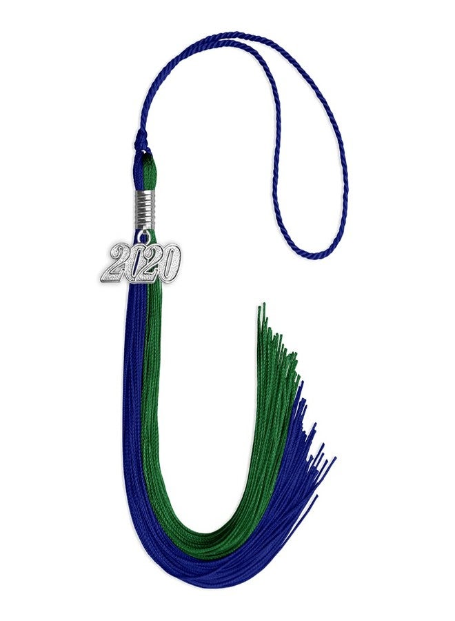 Endea Graduation Double Color Tassel with Silver Date Drop (Royal Blue/Green, 2020) - Image 1