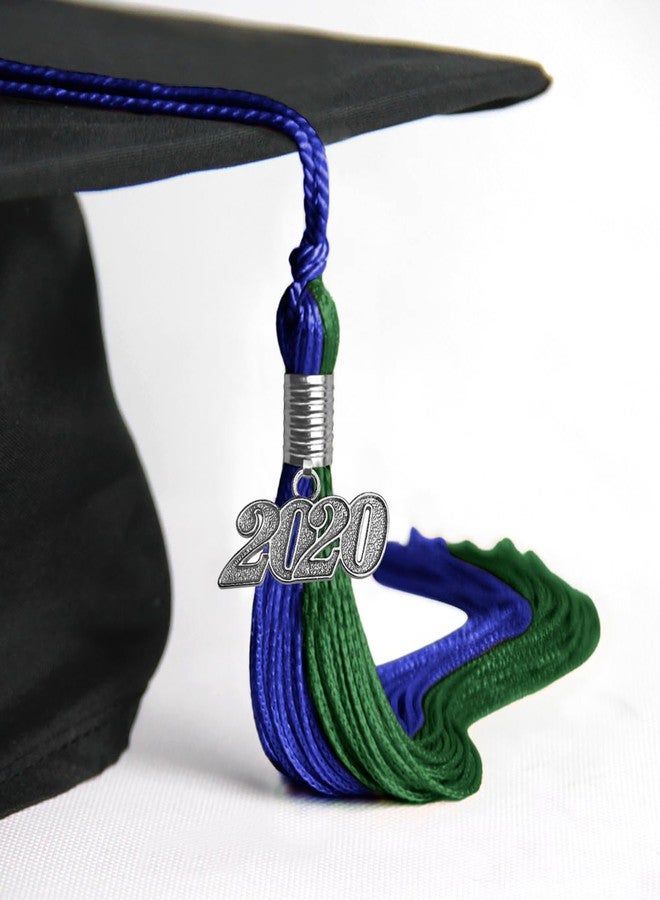 Endea Graduation Double Color Tassel with Silver Date Drop (Royal Blue/Green, 2020) - Image 4