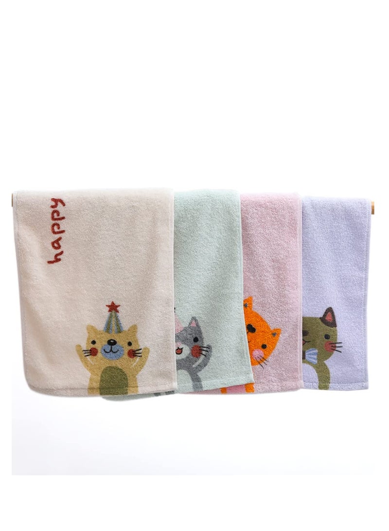 Excefore Bathroom Hand Towels, 4-Pack Cartoon Cat Hand Towel Soft 100% Cotton Towel Highly Absorbent Hand Towel, Hand Towels for Bath, Hand, Face, Gym and Spa, Size 10" x 20" - Image 2